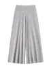 Calça Casual Feminina Nova Estilo Primavera/Verão 2026 em Tricô de Tencel e Fio de Papel com Bolinhas Coloridas, Caimento Solto, Cintura Alta, Perna Larga, Longa