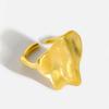 Anillo abierto forma de hoja personalidad moda temperamento diseño patrón irregular cóncavo papel de aluminio anillo venta al por mayor