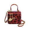 Popular Bolso Cuadrado Pequeño con Estampado de Leopardo de Comercio Exterior, Elegante Bolso de Hombro Cruzado Brillante Estilo Chanel, Bolso Caja Acolchado con Cadena