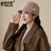Nuevo Sombrero de Lana de Moda Versátil Estilo Coreano para Mujer Principios de Otoño Sombrero de Copa Pequeña que Resalta la Cara Sombrero Simple Elegante de Protección Solar