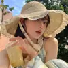 Novo Estilo Chapéu de Palha Versátil de Aba Larga Estilo Francês para Mulheres, Chapéu de Praia para Férias na Beira-Mar, Proteção UV, Chapéu de Palha Estilo Étnico