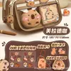 Estojo Capivara Dropshipping TikTok Cor Café Maillard de Alto Valor Estojo Capivara Transparente Material Escolar para Estudantes