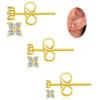 Pendientes de moda transfronterizos europeos y americanos con baño de oro real de latón, pendientes sencillos y lisos que combinan con todo para damas.