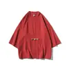 Cardigan de Botones Retro Estilo Chino Hanfu para Hombre Traje Antiguo Tang Japonés Suelto Traje de Té Chaqueta Túnica de Manga Tres Cuartos