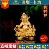 O cartão é de latão 2 polegadas deus da riqueza Xizang 6cm flor de lótus duru verde ornamentos de Buda manjusri bodhisattva estátua de bronze