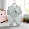 26 Romper de Bebé Delgado de Verano con Mariposas de un Solo Lado Mono de Bebé de Algodón con Velcro de Dibujos Animados Talla 52-59