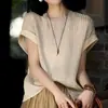 Técnica de Costura Tridimensional Suave y Elegante, Silueta Ligeramente de Línea A, Mangas Cortas tipo Capa, Camiseta de Seda, Nuevo Estilo de Verano 2026 para Mujer