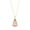 Colar Retro Novo Chinoiserie Calcedônia Rosa Cabaça Micro-Pavimentado Zircônia Versátil Elegante Design de Luxo Nicho Corrente para Clavícula