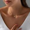 Amazon Transfronterizo Acero Titanio 18K Alta Retención de Color Collar con Colgante de Cruz Pequeña Cadena de Clavícula para Mujer a la Moda