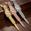 Comercio Exterior Transfronterizo Nuevo Moda de Alta Gama Acero con Banda Completa de Diamantes Reloj de Mujer con Diamantes Patrón Romano Pulsera de Pedrería Reloj Fabricante