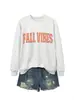 Amazon eBay Estação Independente Moda Casual Feminina Vibes de Outono Laranja Outono/Inverno Novo Moletom de Manga Comprida