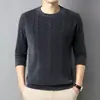 Nova Blusa de Moletom Jacquard Acolchoada Outono 2025 Moda Masculina Casual Manga Longa Camiseta Camada Base Masculina de Outono
