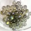 Pulseira de Contas Redondas de Pedra da Lua Cinza Natural 7A Azul Gelo Transparente Luz Forte Pulseira de Contas de Labradorita Venda Direta da Fábrica