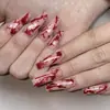 Halloween Europeo y Americano Ataúd Largo Llevando Armadura Gotas de Sangre Rojas Desmontable Uña Falsa Parche de Uña Uña Falsa