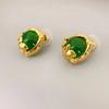 Nuevo estilo gema esmeralda pequeña plata 925 Aretes de botón para mujer estilo japonés y coreano lindos elegantes de alta calidad venta al por mayor