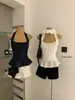 Wgwe9152 Ropa de Mujer Shisanxing de Guangzhou 2026 Verano Nuevo Top sin Mangas de Lunares con Cuello Halter Espalda Descubierta