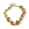 Conjunto de Brincos e Colar de Flor de Resina com Strass Transfronteiriço Europeu e Americano, Corrente para Clavícula de Luxo Leve Estilo Palaciano, Conjunto de Joias Elegantes de Nicho