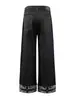 Calça Jeans Wide Leg Retrô Americana com Rebites para Homens Bolso Traseiro com Rebites Metálicos Bainha Dobrada Estampa de Bandeira Nacional Calça Reta Comprida