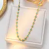 Joia de Mão em Aço Inoxidável com Flores Azuis Frescas de Verão Versátil Estilo Ins Conjunto de Pulseira e Colar Florais com Esmalte Gotejado