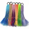 Pelucas Trenzadas de Colores Estilo Europeo y Americano, Coletas de Color Degradado, Trenzas de Espiga de Celebridades de Internet, Trenzas de Boxeadora de Tres Hebras para Discoteca