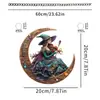 Bruxa Mágica Montada em Vassoura de Halloween e Garrafa Quadrada Pingente Decorativo Pendurado para Porta e Janela de Jardim Plástico Acrílico 2D Placa Pendurada
