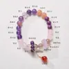 Nueve Pulseras de Cuentas de Fuego Púrpura de la Suerte para Mujeres, Pulsera de Joyería de Cristal Natural Fantasma Púrpura Amatista al por Mayor