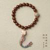 Gato de la Suerte a la Parrilla de Carbón Sándalo de Seda Dorada Pulsera de Sándalo Verde Pulsera de Madera Mori Pulsera de Sándalo Estilo Chino Vintage Joyería