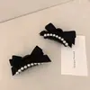 Presilha de cabeça de princesa com laço preto, pequeno, para mulheres, lateral, franja, grampo, adorno de cabeça, nova moda de celebridade da internet