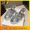 Sandalias Únicas de Tacón Grueso de Cristal para Mujer Verano 2025 Nueva Moda Versátiles Cómodas Sandalias de Tacón Alto Abiertas sin Cierre para Mujer