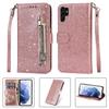 Adecuado para Samsung S26 Funda de Cuero, A57 Billetera con Cremallera y Brillo, Portatarjetas, Correa de Mano, Funda para Redmi Note15, A37