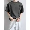 Camiseta suelta de diseño veraniego estilo americano morada de moda de manga corta fina de peso pesado con remaches de gamuza manga corta para hombre