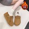 Zapatos Birkenstock Individuales Casuales de Suela Gruesa Completamente Cubiertos Zapatos Peludos para Mujer 2026 Invierno Nuevos Botas de Nieve Cálidas Mocasines con Forro de Terciopelo Zapatos de Algodón