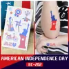 Tatuaje Adhesivo del Día de la Independencia de EE. UU. Transfronterizo Adhesivo Desechable a Prueba de Agua Transferencia de Agua Bandera Adhesivo para la Cara Tatuaje Temporal Europa y América