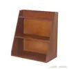 Caja de Almacenamiento de Madera Gabinete Multicapa Escritorio Cosméticos Escritorio de Oficina Estante para Tazas Gran Capacidad Oblicuo Tres Capas