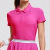 Conjunto Esportivo Transfronteiriço Feminino Gola Lapela Manga Curta Leve Respirável Slim Fit Camisa POLO Top Fitness Emagrecedor Saia de Tênis