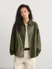 Chaqueta de Cuero para Mujer NEIHE Otoño 2026 con Cuello Solapa, Bolsillos Grandes y Diseño de Hombros Caídos 260131