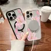 Adecuado para Funda Magnética para Teléfono Apple 17 Dos en Uno iPhone 18 Promax Flor Rosa Estambre Agujero Grande 16 Funda Protectora