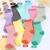 Meias Listradas Infantis para Meninas, Meias Versáteis da Moda de Cano Médio, Meias Listradas Coloridas Estilo Ins, Meias Criativas Finas de Cano Médio