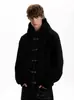 Jaqueta com Capuz Estilo Dark Tech INS Fivela de Metal Borda Desfiada Acabamento em Contraste Personalidade Solta Cardigan Hoodie