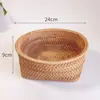 Cesta de frutas, cesta de armazenamento trançada de rattan vietnamita, bandeja de doces, prato de frutas redondo para a sala de estar, fruteira grande para uso doméstico, cesta para pães cozidos no vapor, prato de frutas secas