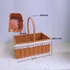 Cesta de Flores de Ratán Tejida a Mano con Diseño de Hierro Forjado, Cesta Pequeña Hecha a Mano para Flores Frescas y Plantas Verdes, Pieza Decorativa para Sala de Estar