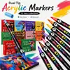 Conjunto de Marcadores Acrílicos de Duas Pontas e Duas Cores, Marcadores Metálicos com Ponta Macia, Canetas de Tinta à Base de Água Artísticas Específicas para Crianças