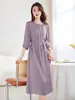 Vestido de Seda Jacquard Crepe 2025 Primavera/Verão Novo Modelo Hangzhou Alto Padrão Luxo Leve Seda de Amora Vestido de Comprimento Médio