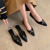Zapatos de Mujer de Capa Única con Hebilla Metálica de Punta Plana de Charol Negro Yang Shulin, Nuevos de Primavera y Verano Europeos y Americanos, Huecos, Boca Baja