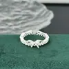 Anel Aberto Renda Recortada Estilo Coreano Simples para Mulheres, Luxo Acessível, Zircônia Microcravejada, Joias Doce Estilo Ins Atacado