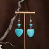 Aretes de Turquesa Europeos y Americanos, Estilo Étnico Retro, Estilo Retro Literario, Aretes de Estilo Exquisito, Colgantes, Aretes Bohemios