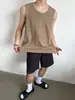 2026 Verão Novo Estilo Preguiçoso Casual Solto Canelado Sem Mangas Camiseta Regata Masculina Cor Sólida Colete Roupa Íntima
