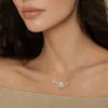 Collar Colgante de Plata de Ley S925 Corazón Floreciente para Mujer, Chapado en PT950, Collar de Moissanita de Color D de 0.50ct