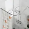 Varal Curvo para Roupas Sem Furos Haste em L para Cortina de Chuveiro de Banheiro Aço Inoxidável Canto de Banheiro Haste para Cortina de Chuveiro à Prova d'Água e à Prova de Ferrugem