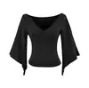 Estilo Puro Desejo Sexy Decote V Manga Bufante Slim Curta Camiseta Top + Saia Irregular de Cintura Alta Conjunto Hot Girl para Mulheres
